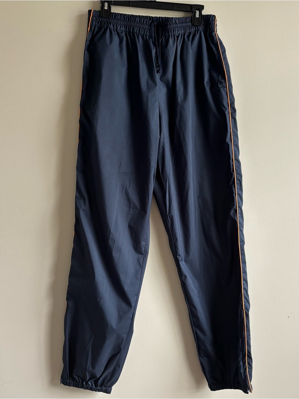 Vintage 90s FILA Navy Track Pants with Yellow Piping